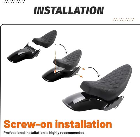 KUAFU Rear Fender & Seat Compatible with 2006-2017 Harley Davidson Softail Street Bob Breakout Fat Boy(200mm Tire Models) Pad Cushion Fender Set - Black in Saudi Arabia