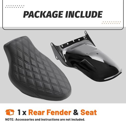 KUAFU Rear Fender & Seat Compatible with 2006-2017 Harley Davidson Softail Street Bob Breakout Fat Boy(200mm Tire Models) Pad Cushion Fender Set - Black in Saudi Arabia