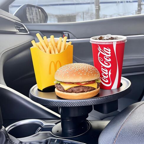 صينية حامل أكواب السيارة، موسع طاولة حامل الأكواب للسيارة - ذراع دوار آمن وقابل للتعديل 360 درجة، طاولة 9.84 بوصة، صينية السيارة مناسبة لحاملي الأكواب بعرض 2.56 بوصة - 3.7 بوصة in Kuwait
