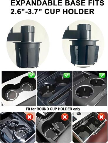 صينية حامل أكواب السيارة، موسع طاولة حامل الأكواب للسيارة - ذراع دوار آمن وقابل للتعديل 360 درجة، طاولة 9.84 بوصة، صينية السيارة مناسبة لحاملي الأكواب بعرض 2.56 بوصة - 3.7 بوصة in Kuwait