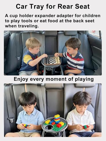 صينية حامل أكواب السيارة، موسع طاولة حامل الأكواب للسيارة - ذراع دوار آمن وقابل للتعديل 360 درجة، طاولة 9.84 بوصة، صينية السيارة مناسبة لحاملي الأكواب بعرض 2.56 بوصة - 3.7 بوصة in Kuwait