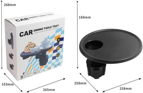صينية حامل أكواب السيارة، موسع طاولة حامل الأكواب للسيارة - ذراع دوار آمن وقابل للتعديل 360 درجة، طاولة 9.84 بوصة، صينية السيارة مناسبة لحاملي الأكواب بعرض 2.56 بوصة - 3.7 بوصة in Kuwait