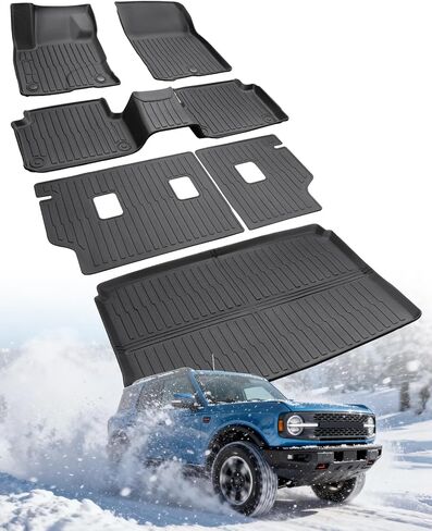 DiffCar® Floor Mats for Ford Bronco Sport 2021-2025 (Only for Sport) Car Mats Full Set Cargo Liner (w/Full Size Spare Tire) 4-Door All Weather NonSlip Auto Heavy Duty Accessories for Ford Bronco Sport in Saudi Arabia