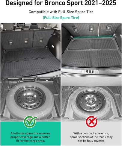 DiffCar® Floor Mats for Ford Bronco Sport 2021-2025 (Only for Sport) Car Mats Full Set Cargo Liner (w/Full Size Spare Tire) 4-Door All Weather NonSlip Auto Heavy Duty Accessories for Ford Bronco Sport in Saudi Arabia