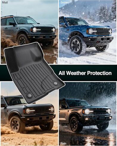 DiffCar® Floor Mats for Ford Bronco Sport 2021-2025 (Only for Sport) Car Mats Full Set Cargo Liner (w/Full Size Spare Tire) 4-Door All Weather NonSlip Auto Heavy Duty Accessories for Ford Bronco Sport in Saudi Arabia