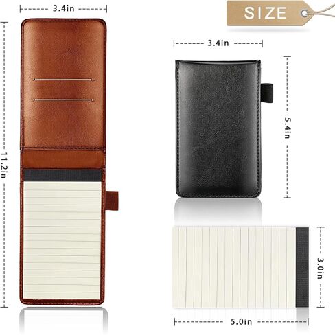 Yeustkony 2 Pack Mini Pocket Notepad Holder Set, A7 PU Leather Business Notebook Cover Jotter, Multifunction Leather Pocket Note Pad Holder for Office Working Study Memo Book Refills (Black + Brown) in Saudi Arabia