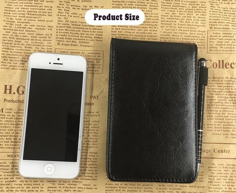 Yeustkony 2 Pack Mini Pocket Notepad Holder Set, A7 PU Leather Business Notebook Cover Jotter, Multifunction Leather Pocket Note Pad Holder for Office Working Study Memo Book Refills (Black + Brown) in Saudi Arabia