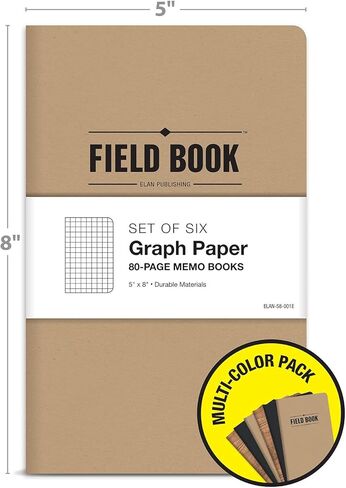 Elan Publishing Company Field Notebook/Journal - 5"x8" - Combo Colors - Graph Memo Book - Pack of 6 in Saudi Arabia