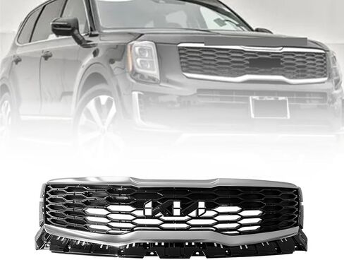 غطاء مصد أمامي كامل مع طقم شبكة علوية ومركزية وسفلية متوافق مع Kia 2020 2021 2022 Telluride EX/LX/S - طقم الجسم الأمامي (مجموعة شبكة 2020-22) in Saudi Arabia