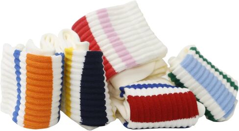Brand Men Women Seamless Toe Crew Socks 5 Packs, Light Cream Striped, Casual Comfort in Saudi Arabia
