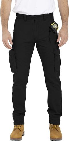 Mens Cargo Pant 100% Cotton Slim-Fit Relaxed Tactical Hiking Heavy Duty Workwear 6 Pockets Outdoor Cargo Works Pants 32W-44W in Kuwait