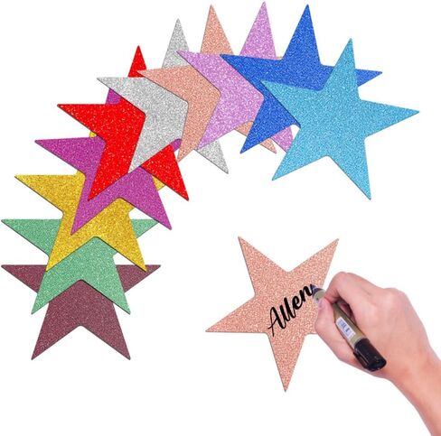 30 Pcs Double Printed Paper Stars Large Glitter Star Cutouts Star Confetti Paper Small Cardboard Stars Bling Star Papers Decor Golden Black Purple in Saudi Arabia