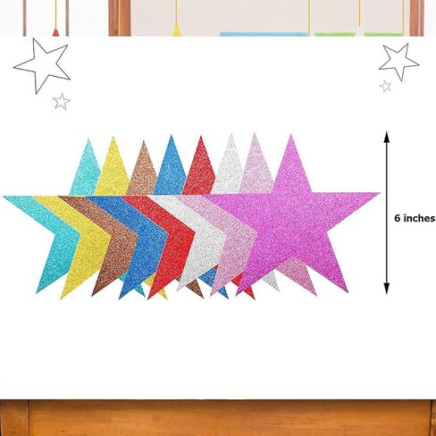 30 Pcs Double Printed Paper Stars Large Glitter Star Cutouts Star Confetti Paper Small Cardboard Stars Bling Star Papers Decor Golden Black Purple in Saudi Arabia