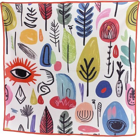 Etwoa Cotton Bandana Head Scarf for Women - 27" Neck Scarf - Square Scarf Colorful Abstract Design in Saudi Arabia