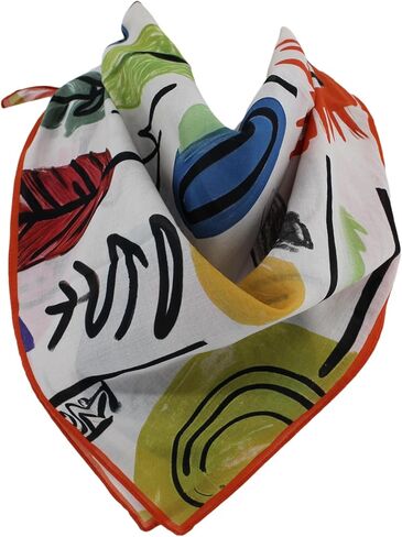 Etwoa Cotton Bandana Head Scarf for Women - 27" Neck Scarf - Square Scarf Colorful Abstract Design in Saudi Arabia