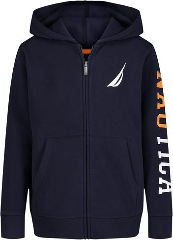 Nautica Boys' Long Sleeve Fleece Full Zip Hoodie, Comfortable, Relaxed Fit in Kuwait