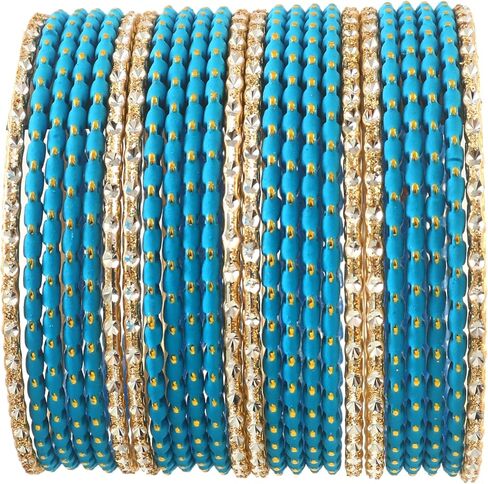 Jewar Mandi Indian Bollywood Bangle Bracelet Set for Women – 24 Piece (2 Dozen) Multicolor Alloy Gold Tone Stacking Jewelry for Weddings, Parties, Festivals & Gifts in Saudi Arabia