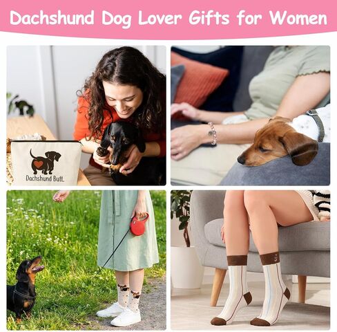 6 Pcs Dachshund Gifts for Women with Novelty Socks Keychain Makeup Bag Bracelet for New Puppy Owners Dog Lovers Birthday Gifts in Saudi Arabia