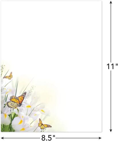 Great Papers! Stationery Letterhead, Spring Blossom Butterfly, 8.5"x11", Printer Friendly, 50 Sheets (2025004) in Saudi Arabia