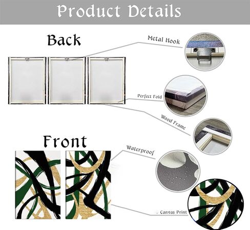 3pcs Black And Gold Abstract Canvas Wall Art Modern Black Grey And Gold Marble Wall Decor Pictures Minimalist Foil Fluid Texture Posters Prints for Living Room Bedroom Office Home Decoration in Saudi Arabia