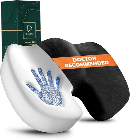 Seat Cushion for Office Chair Memory Foam Coccyx Pain Relief Cushion Pillow for Back Support Non-Slip Seat Pad for Office Desk (Grey) in Saudi Arabia