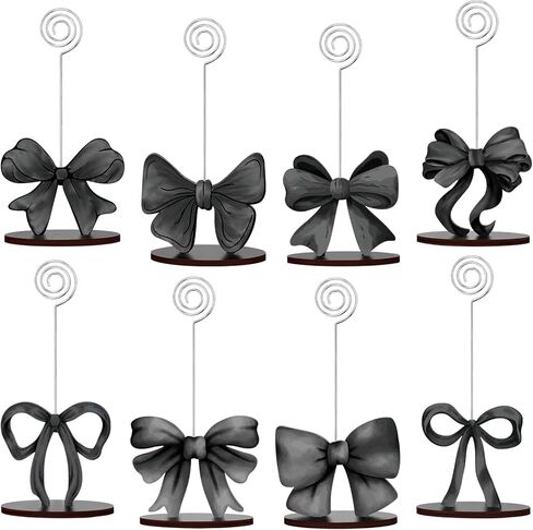 LIUBUJINGYING 8 Pcs Pink Bow Place Cards Coquette Bow Reserved Seating Signs Table Number Holders Metal Wire Memo Clips Stands Bow Party Decorations for Wedding Bow Party Birthday Baby Shower Office in Saudi Arabia