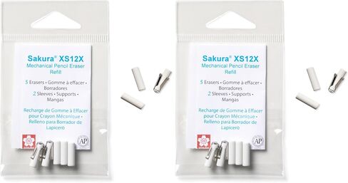 Sakura Mechanical Pencil Eraser Refills - Mechanical Pencil Erasers for Sakura XS-12 Pencil - 5 Erasers - 2 Metal Sleeves in Kuwait