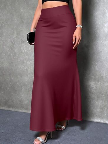 Skirt for Women- Comfy Foldover High Waist Long Flare A-Line Skirt Maxi Dress in Saudi Arabia