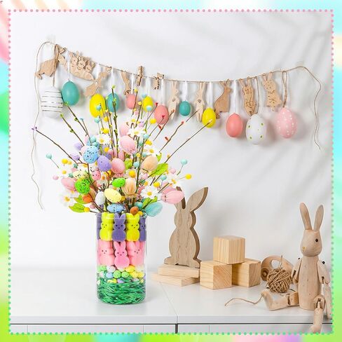 Easter Decorations Artificial Flowers with Eggs Bunny Vase Filler Set Spring Home Decor for Easter Basket Fillers Holiday Party Arrangement Bunny Table Decorations Gifts for Women in Saudi Arabia