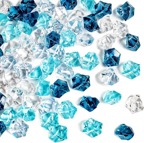 مكعبات ثلج وهمية، 500 قطعة من الصخور الملونة للمزهريات، ألماس بلاستيكي 11 * 14 مم، حشوات مزهرية مكعبات ثلج بلاستيكية للقطع المركزية (أزرق فاتح، أزرق ساطع، أزرق داكن، شفاف) in Kuwait