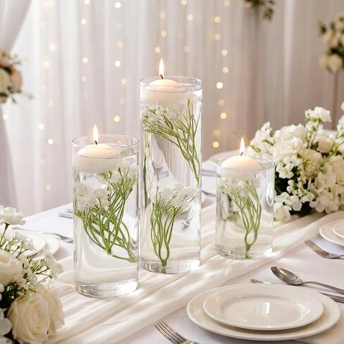 36 Pcs Wedding Floating Candle Flowers for Centerpieces Baby's Breath Vase Filler Artificial Flowers Decoration for Party Home Table Wedding Centerpieces Decoration in Saudi Arabia