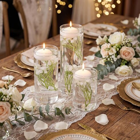 36 Pcs Wedding Floating Candle Flowers for Centerpieces Baby's Breath Vase Filler Artificial Flowers Decoration for Party Home Table Wedding Centerpieces Decoration in Saudi Arabia