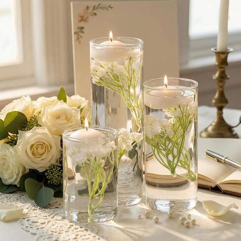 36 Pcs Wedding Floating Candle Flowers for Centerpieces Baby's Breath Vase Filler Artificial Flowers Decoration for Party Home Table Wedding Centerpieces Decoration in Saudi Arabia