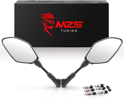 MZS Motorcycle Rear View Mirrors Compatible with MT03 MT07 MT09 MT10 FZ07 FZ09 Tenere 700 NC750X XL750 Transalp NX500 NT1100 CB650R CB500X CB500F, 8MM 10MM Side Mirror Handlebar Adjustable Black in Saudi Arabia