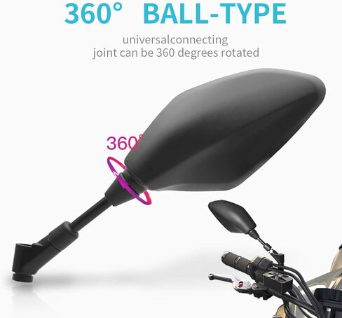 MZS Motorcycle Rear View Mirrors Compatible with MT03 MT07 MT09 MT10 FZ07 FZ09 Tenere 700 NC750X XL750 Transalp NX500 NT1100 CB650R CB500X CB500F, 8MM 10MM Side Mirror Handlebar Adjustable Black in Saudi Arabia