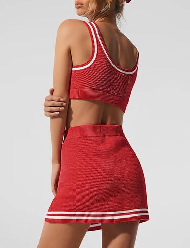 TQD 2 Piece Workout Sets for Women Tennis Mini Skirt Set with Shorts Tank Top and Short Athletic Summer Outfits Trendy 2026 in Saudi Arabia