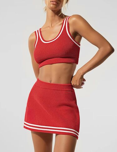 TQD 2 Piece Workout Sets for Women Tennis Mini Skirt Set with Shorts Tank Top and Short Athletic Summer Outfits Trendy 2026 in Saudi Arabia