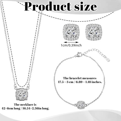 4 Pcs Silver Pendant Necklace Earrings Bracelet Set, Rhinestone Bridal Wedding Jewelry Set Elegant Silver Brides Bridesmaid Prom Costume Accessories for Evening Wedding Party Gift in Saudi Arabia