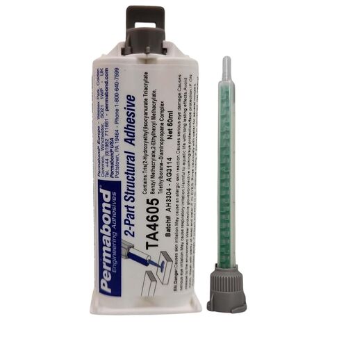 Permabond TA4605 Polyolefin Bonder, Off-White, 50mL Kit, Fast Set 5-10 Min, 1:1 Mix Ratio (Creates Bond with HDPE, PPCO, Nylon and More) (Cartridge Only, 400ML) in Saudi Arabia