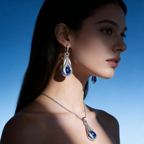 Rhinestone Jewelry Set, Elegant Necklace & Earring Set Silver Crystal Bridal Jewelry for Weddings & Proms in Saudi Arabia