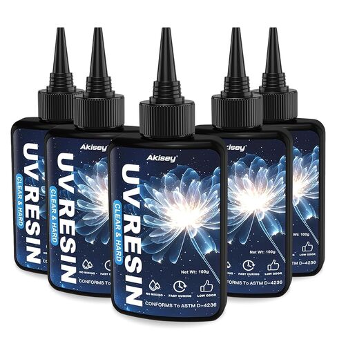 Akisey UV Resin 300g, Crystal Clear UV Resin Glue - No-Yellowing, Hard Type, Low Viscosity & Low Shrinkage, Ultraviolet Curing UV Epoxy Resin for Jewelry Making, DIY Crafts, Casting in Saudi Arabia