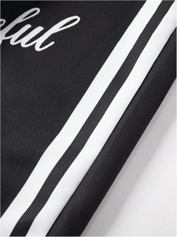 SweatyRocks Girl's Y2k Elastic Waist Sweatpants Bow Striped Print Straight Leg Baggy Track Pants with Pockets in Saudi Arabia