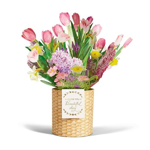 Hallmark Paper Wonder Large Pop-Up Card, Spring Flower Bouquet (Wishing You a Beautiful Day) for Birthdays, Easter, Mother's Day, Bridal Shower in Saudi Arabia