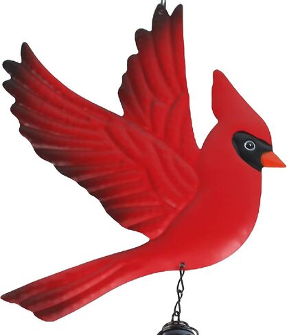 Tinsow Cardinal Bird Wind Chime Christmas Hanging Decorations Bell Outdoor Wind Chime Outdoor Decoration for Patio, Deck, Yard, Garden (Red-Flaping) in Saudi Arabia