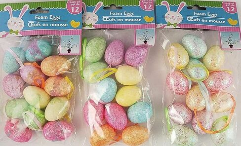 Greenbrier Easter Egg Ornaments w Loops Multi-Color Glitter Mini-Eggs Foam 12/Pk in Saudi Arabia