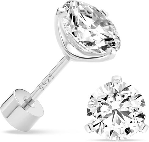 ASHINE Cubic Zirconia Flat Back Stud Earrings for Women, 925 Sterling Silver Screw Back Posts, Cartilage & Helix Piercing Jewelry in Kuwait