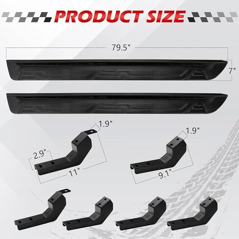 Dermon 7 Inch Running Boards Compatible with 2024 2025 Toyota Tacoma Double Cab Crew Cab 4-Door Side Steps Nerf Bars 600Lbs Heavy Duty Manganese Steel + ABS Black in Kuwait