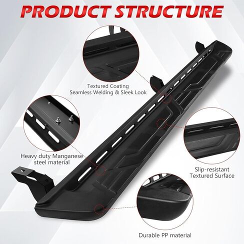 Dermon 7 Inch Running Boards Compatible with 2024 2025 Toyota Tacoma Double Cab Crew Cab 4-Door Side Steps Nerf Bars 600Lbs Heavy Duty Manganese Steel + ABS Black in Kuwait