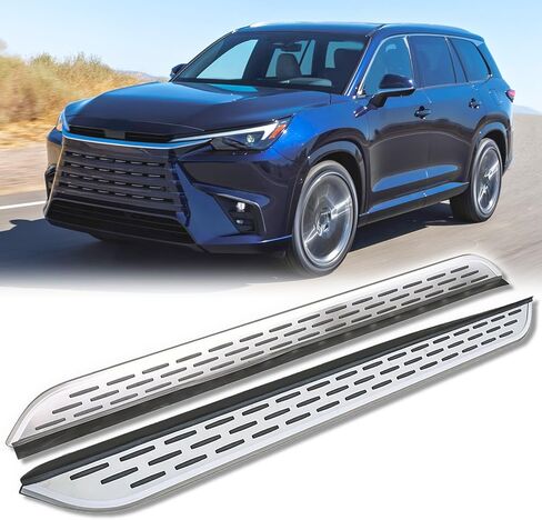 2Pcs Aluminum Running Board Side Steps Compatible with Lexus TX 350 500h 550h/ Toyota Grand Highlander 2024 2025 2026, Anti-Slip Step Pedal Door Fixed Nerf Bars Silver Rail Board, with Brackets in Saudi Arabia
