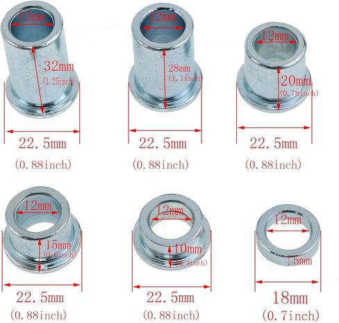 Silver Steel Spacers 10.9 Bolt Strength Sleeve Bushing Bicycle Axle Spacer Accessories Dirtwheel Hub Spacers Compatible for Motorcycle Pit Dirt Bike Moped ATV Mini Bike 12mm Classic Axle in Saudi Arabia
